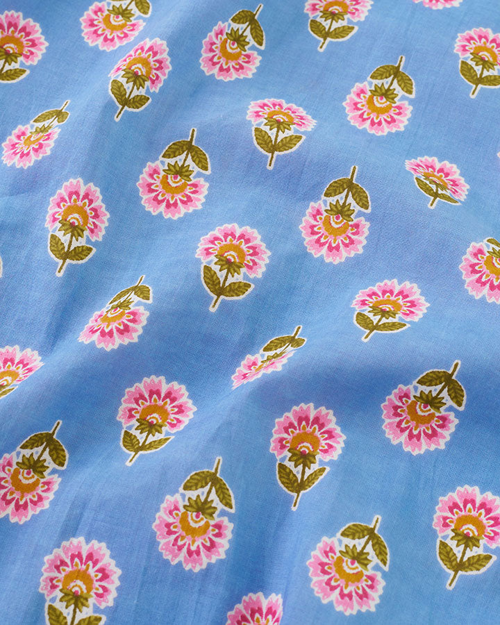 Pink and Periwinkle Bloom Block Print