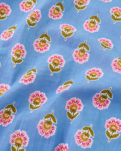 Pink and Periwinkle Bloom Block Print