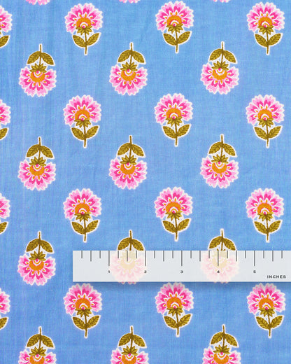Pink and Periwinkle Bloom Block Print