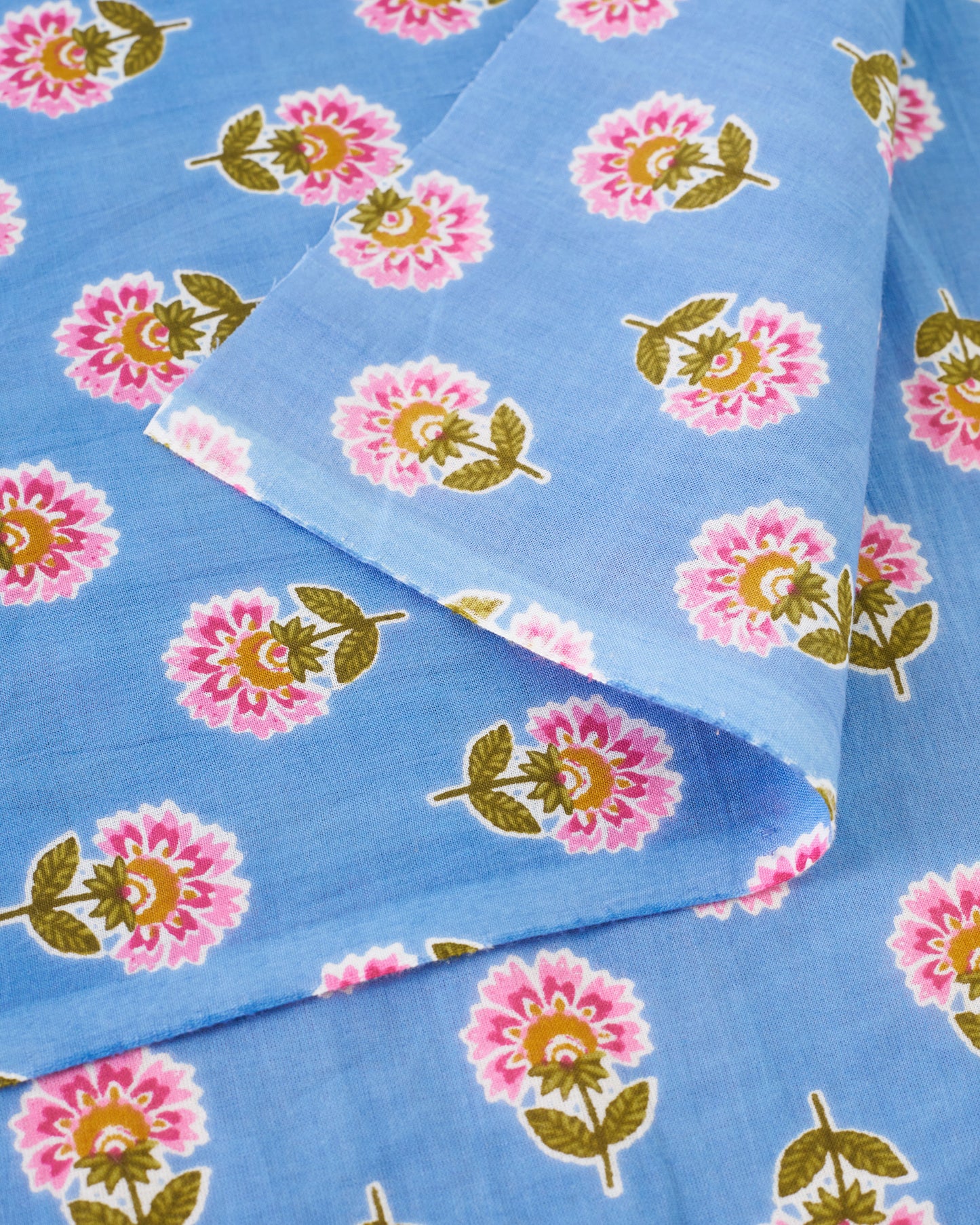 Pink and Periwinkle Bloom Block Print