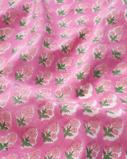 Pink and Pink Bloom Block Print