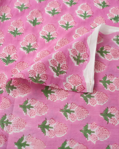 Pink and Pink Bloom Block Print