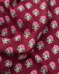 Pink and Ruby Bloom Block Print Cotton