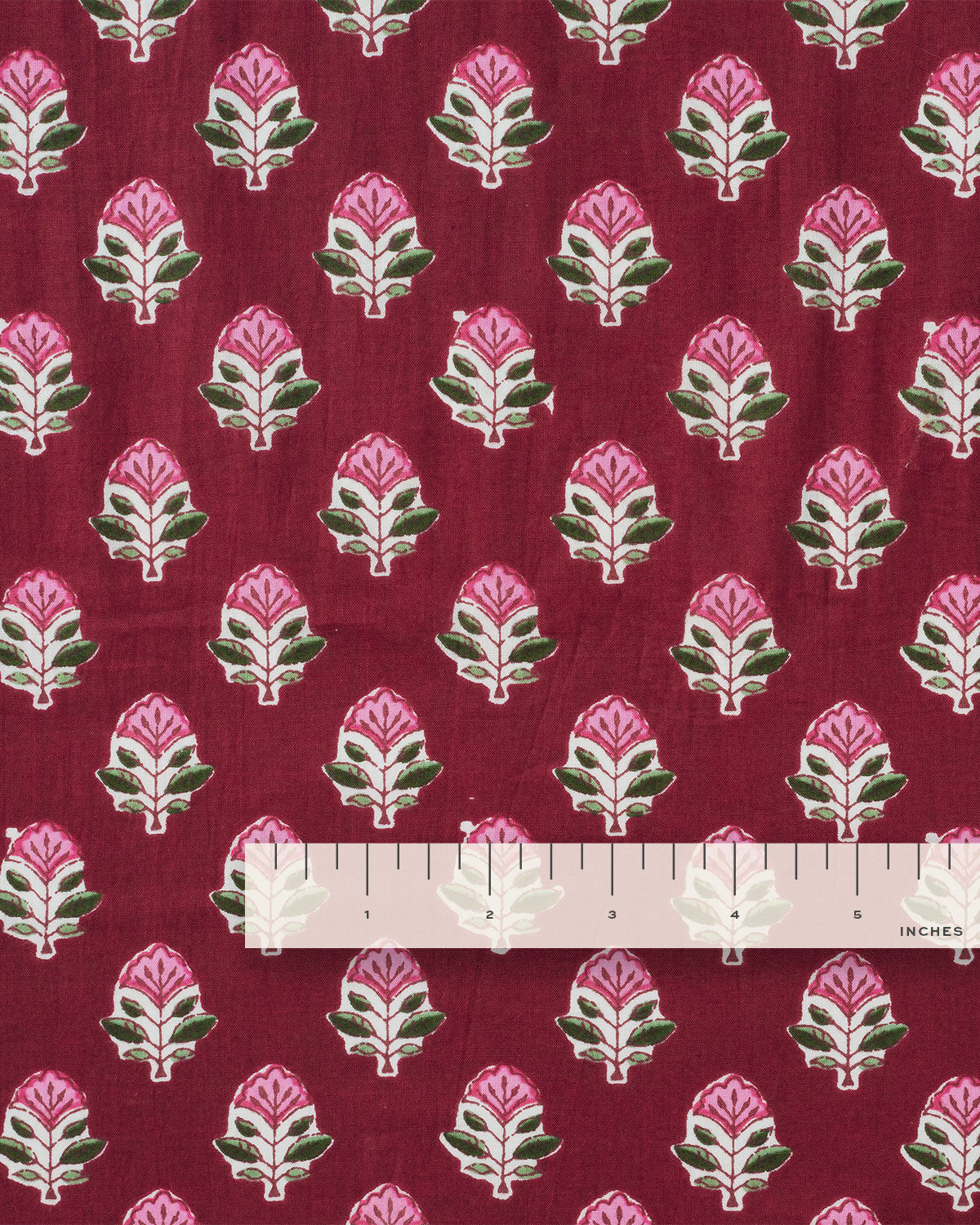 Pink and Ruby Bloom Block Print Cotton