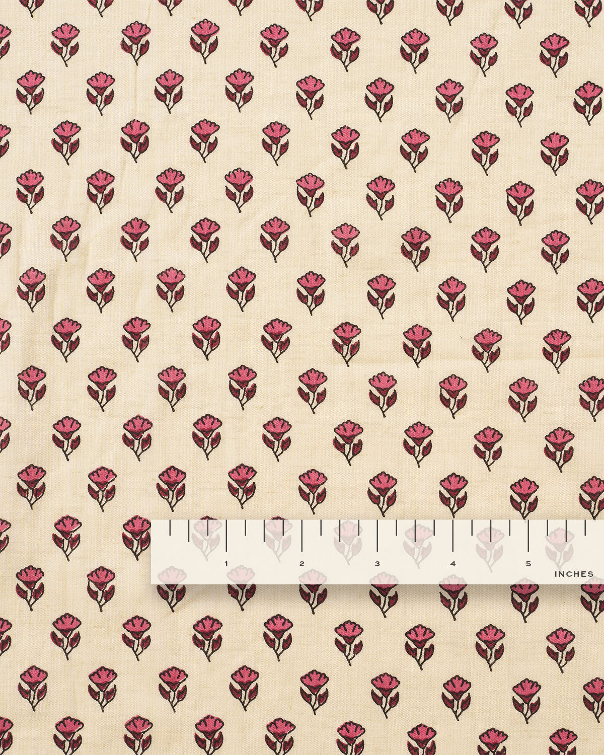 Pink and Tan Mini Bloom Block Print Cotton