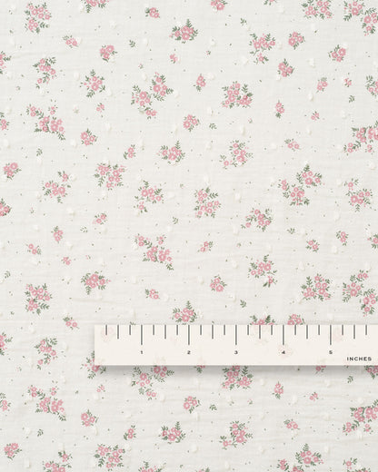 Pink Swiss Dot Blooms Cotton