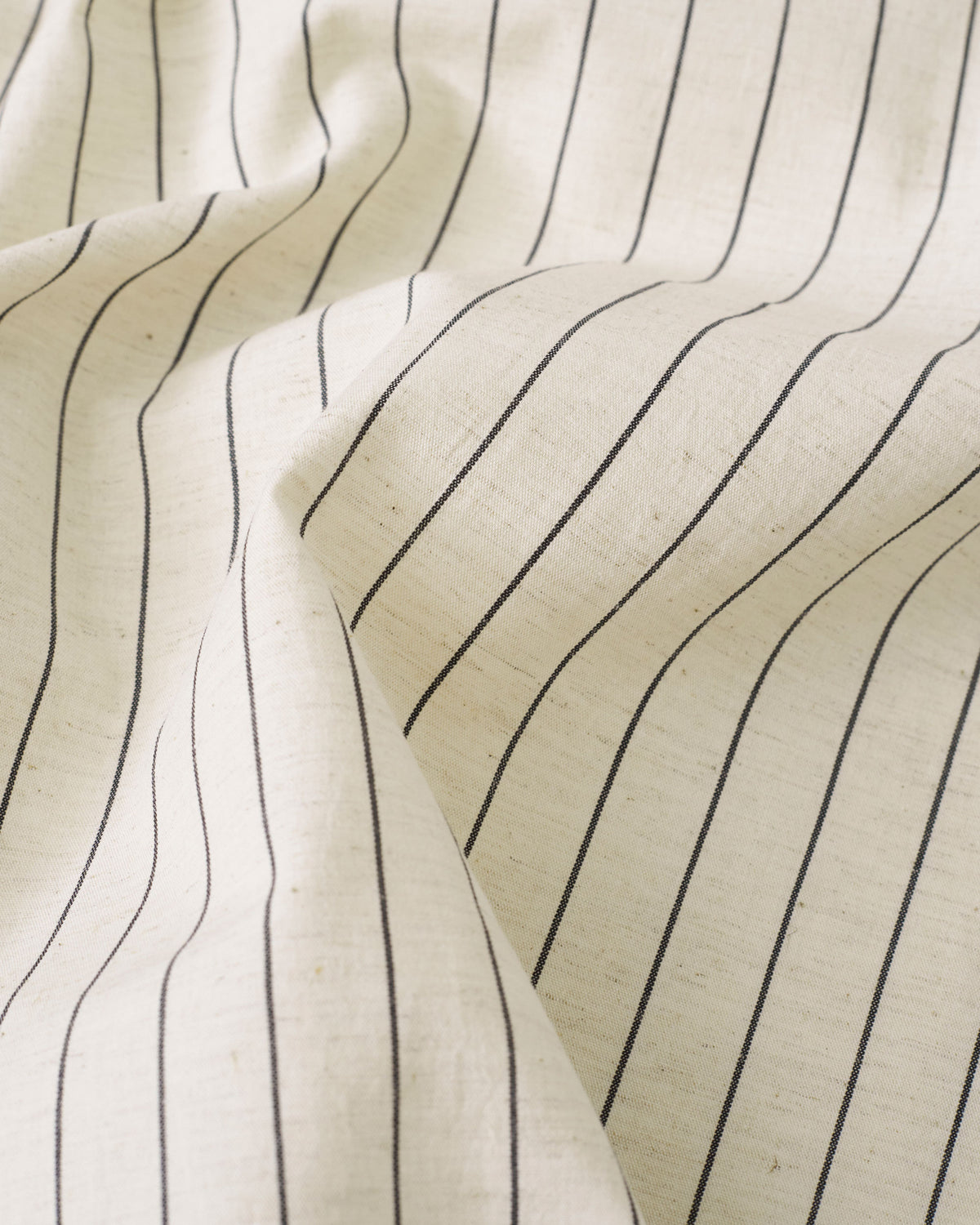 Pinstripe Linen Cotton - Natural / Black