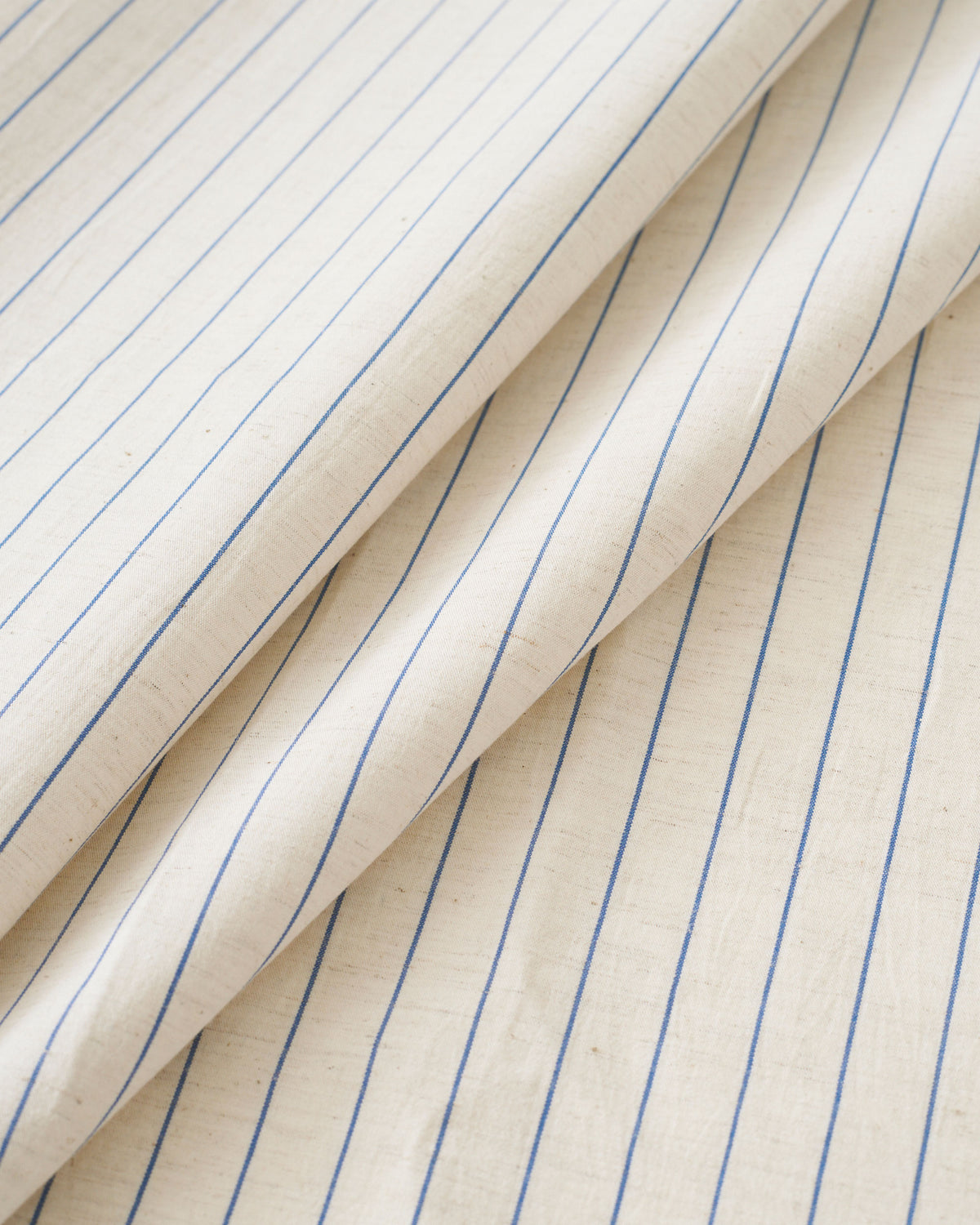 Pinstripe Linen Cotton - Natural / Light Blue