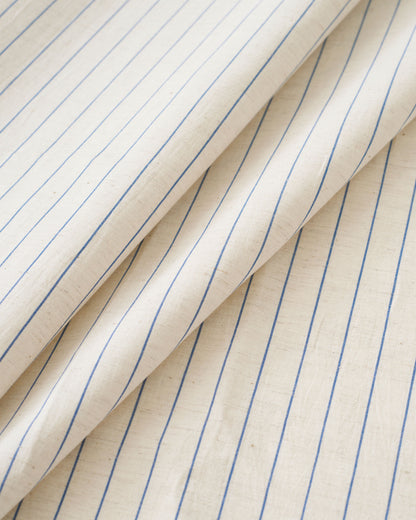 Pinstripe Linen Cotton - Natural / Light Blue