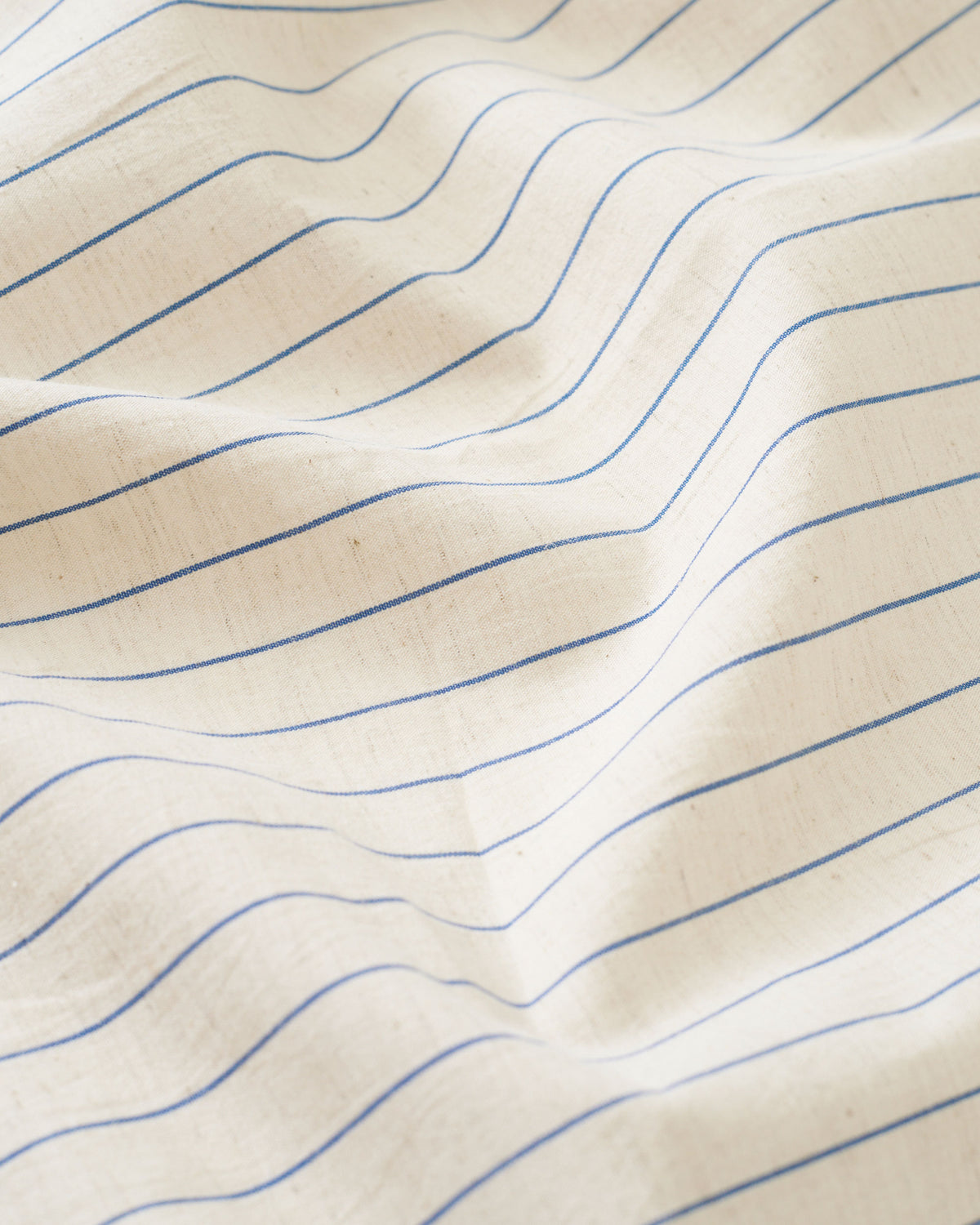 Pinstripe Linen Cotton - Natural / Light Blue