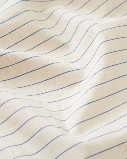 Pinstripe Linen Cotton - Natural / Light Blue