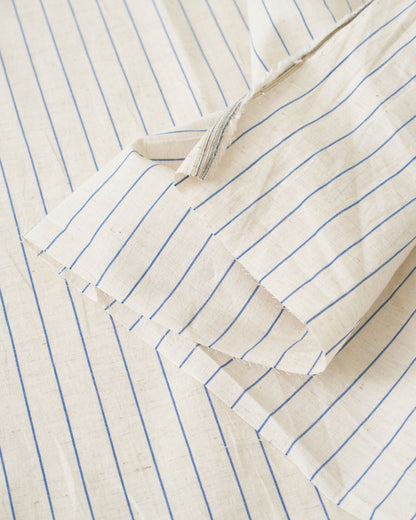 Pinstripe Linen Cotton - Natural / Light Blue