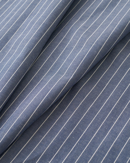 Pinstripe Linen Cotton - Nautical Blue