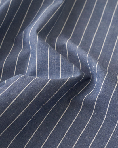 Pinstripe Linen Cotton - Nautical Blue