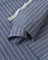 Pinstripe Linen Cotton - Nautical Blue