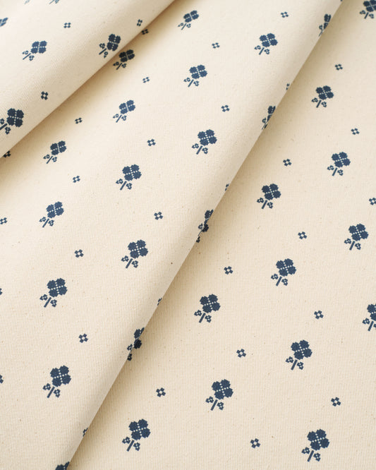 Natural Pixel Flower Printed Cotton Twill