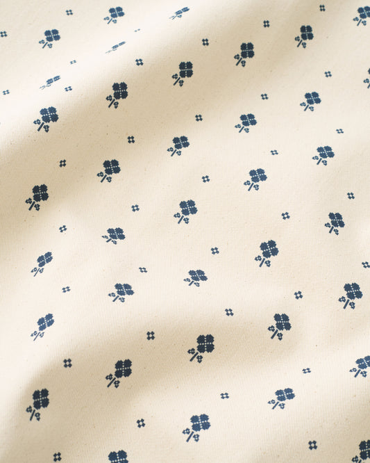 Natural Pixel Flower Printed Cotton Twill