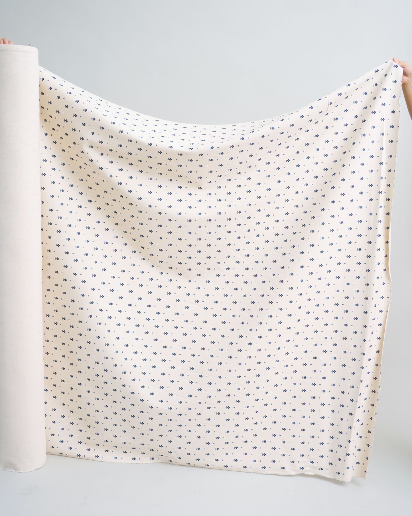 Natural Pixel Flower Printed Cotton Twill