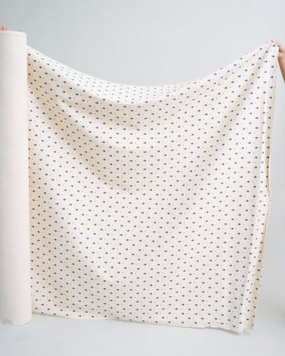 Natural Pixel Flower Printed Cotton Twill