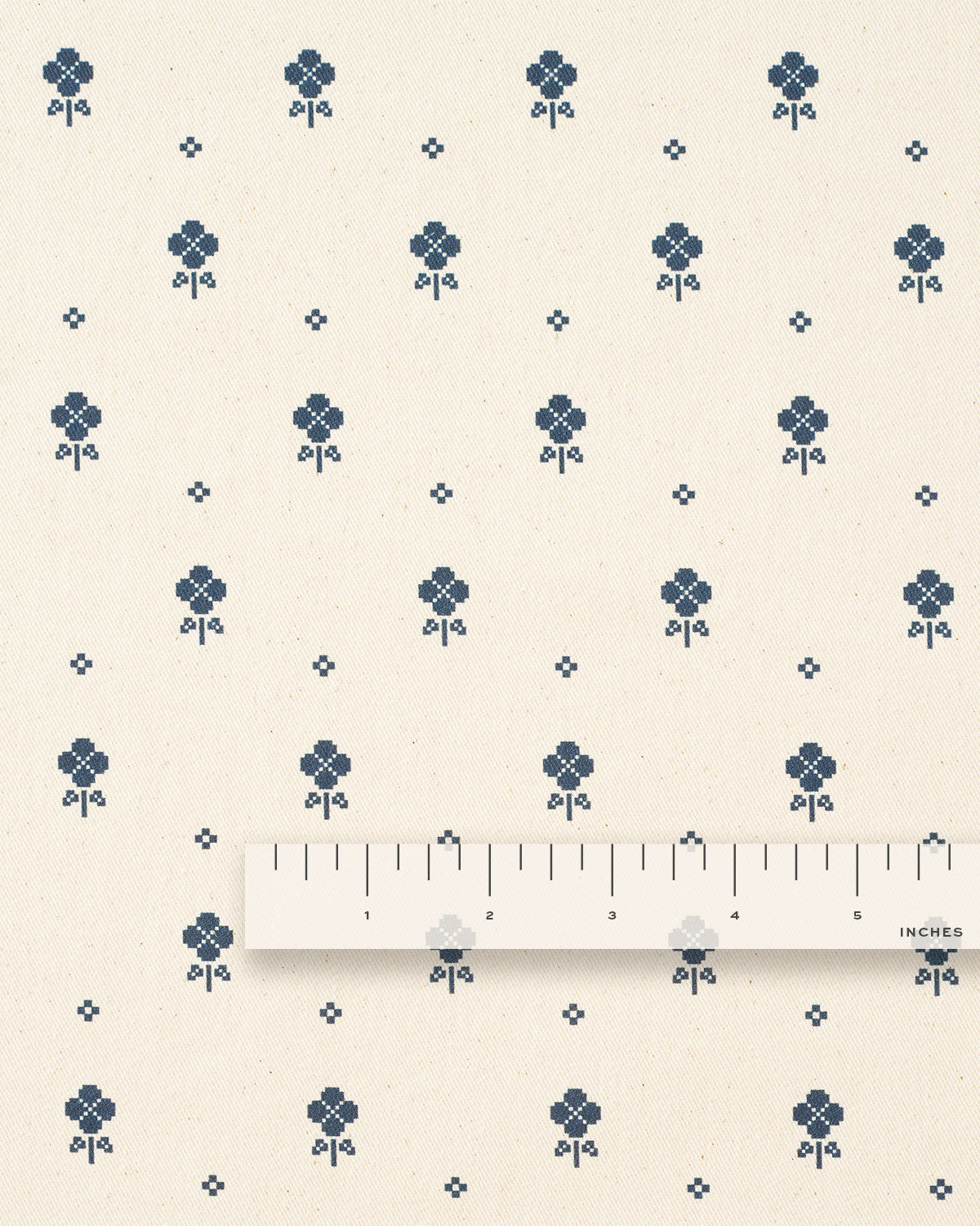 Natural Pixel Flower Printed Cotton Twill