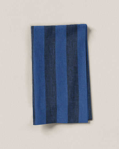 Port Blue Club Stripe Washed Linen