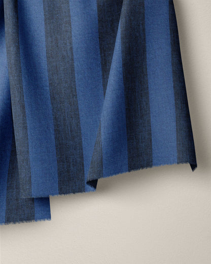 Port Blue Club Stripe Washed Linen