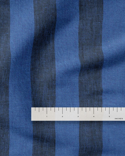 Port Blue Club Stripe Washed Linen