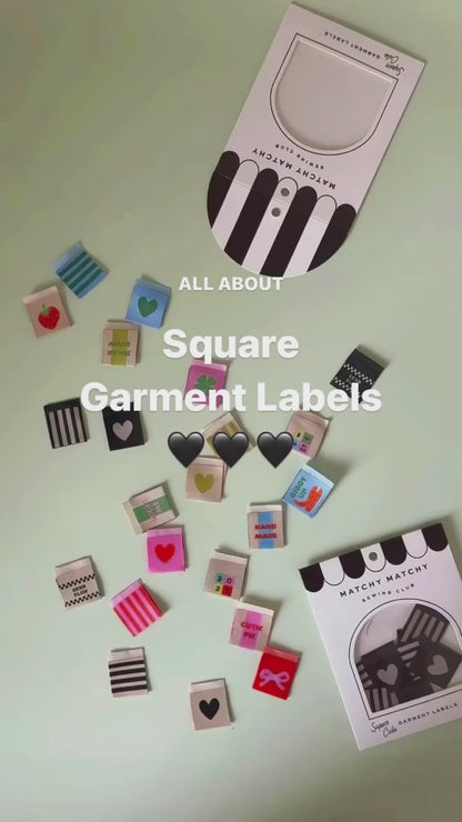 Citron Heart and Stripe Square Garment Labels