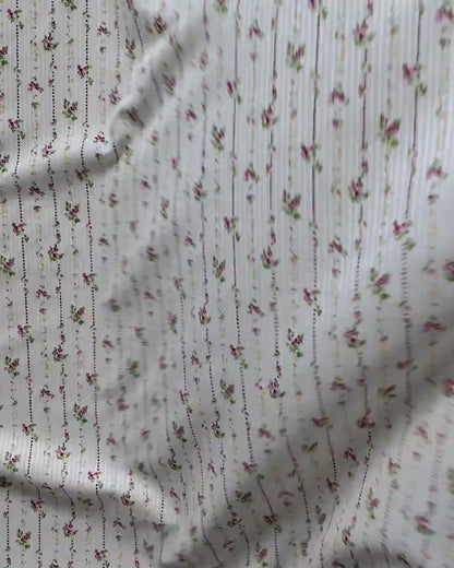 Rose Cottage Stripe Floral Cotton