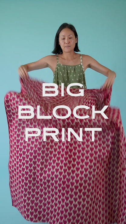 Blue and Mustard Bloom Block Print Cotton