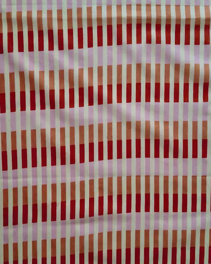 Grapefruit Multi Stripe Block Print Cotton