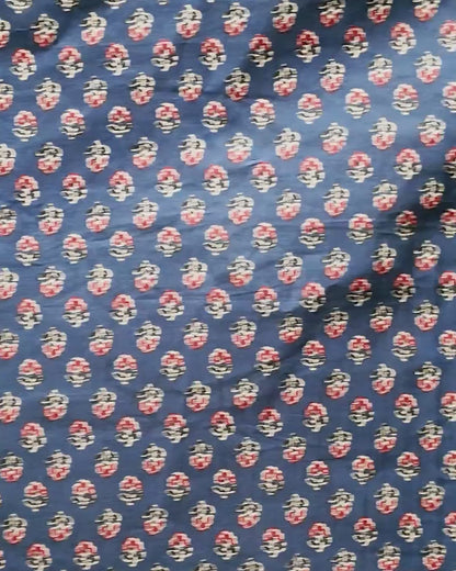 Deep Blue Bloom Block Print Cotton