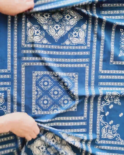 Blue Bandana Block Print