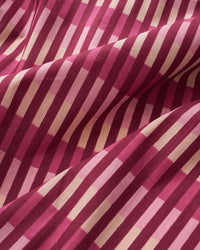 Raspberry Multi Stripe Block Print Cotton