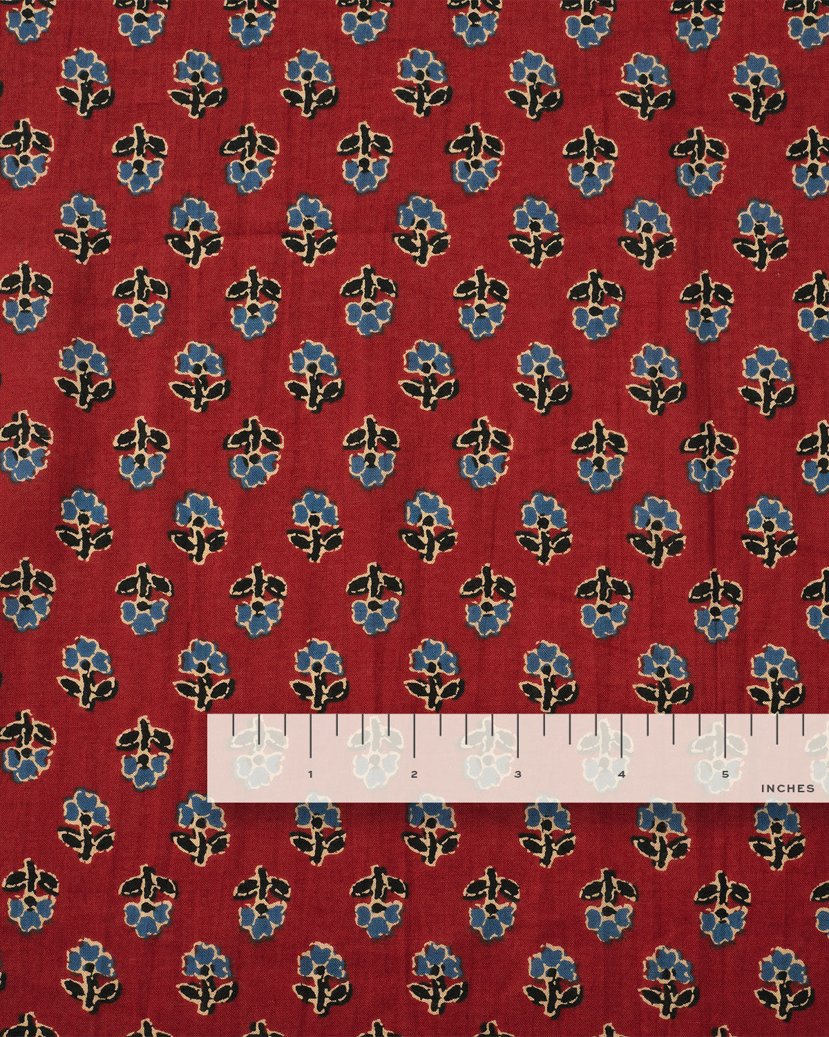 Red and Blue Mini Bloom Block Print Cotton