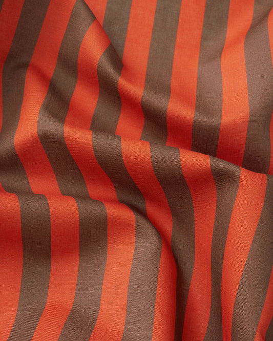 Red and Brown Cotton Linen Stripe