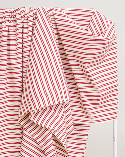 Red Double Stripe Rib Knit