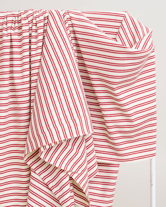 Red Double Stripe Rib Knit