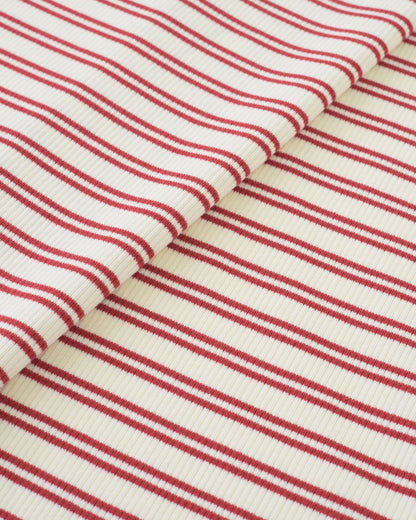 Red Double Stripe Rib Knit
