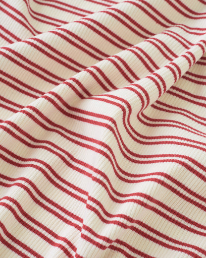 Red Double Stripe Rib Knit