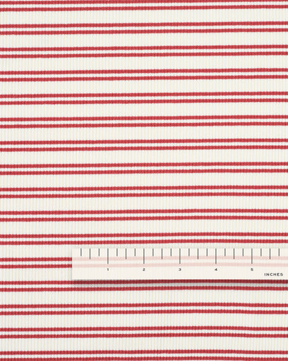 Red Double Stripe Rib Knit