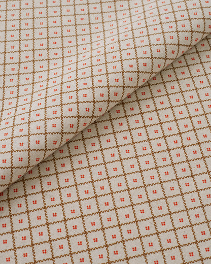Red Wavy Lattice Custom Printed Linen Cotton Blend