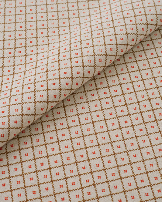Red Wavy Lattice Custom Printed Linen Cotton Blend
