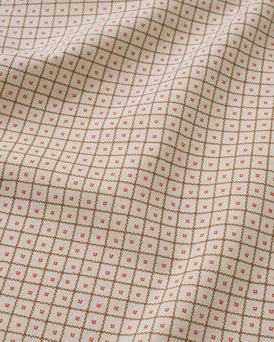 Red Wavy Lattice Custom Printed Linen Cotton Blend