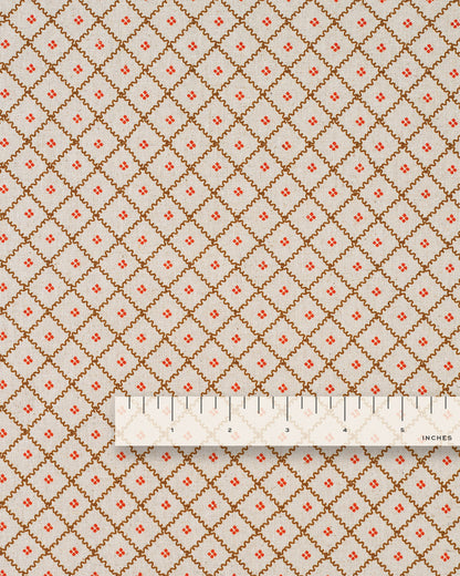 Red Wavy Lattice Custom Printed Linen Cotton Blend