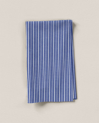 Royal Blue Wide Stripe Leno Weave Cotton Shirting