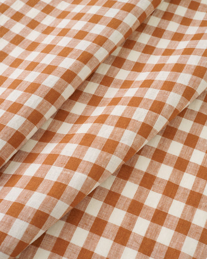 Salted Caramel Medium Gingham Washed Linen