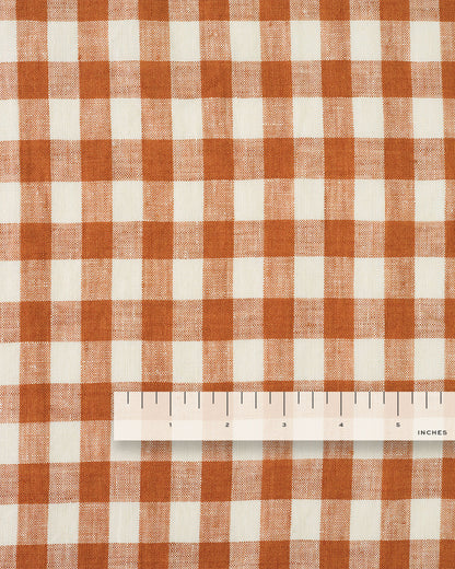 Salted Caramel Medium Gingham Washed Linen