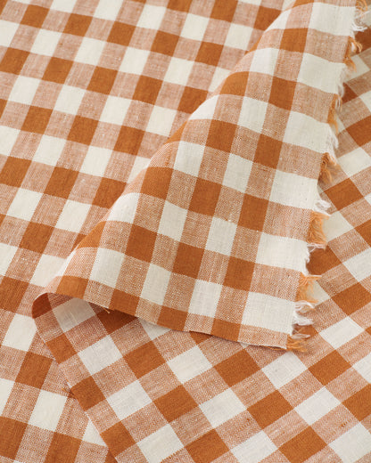 Salted Caramel Medium Gingham Washed Linen