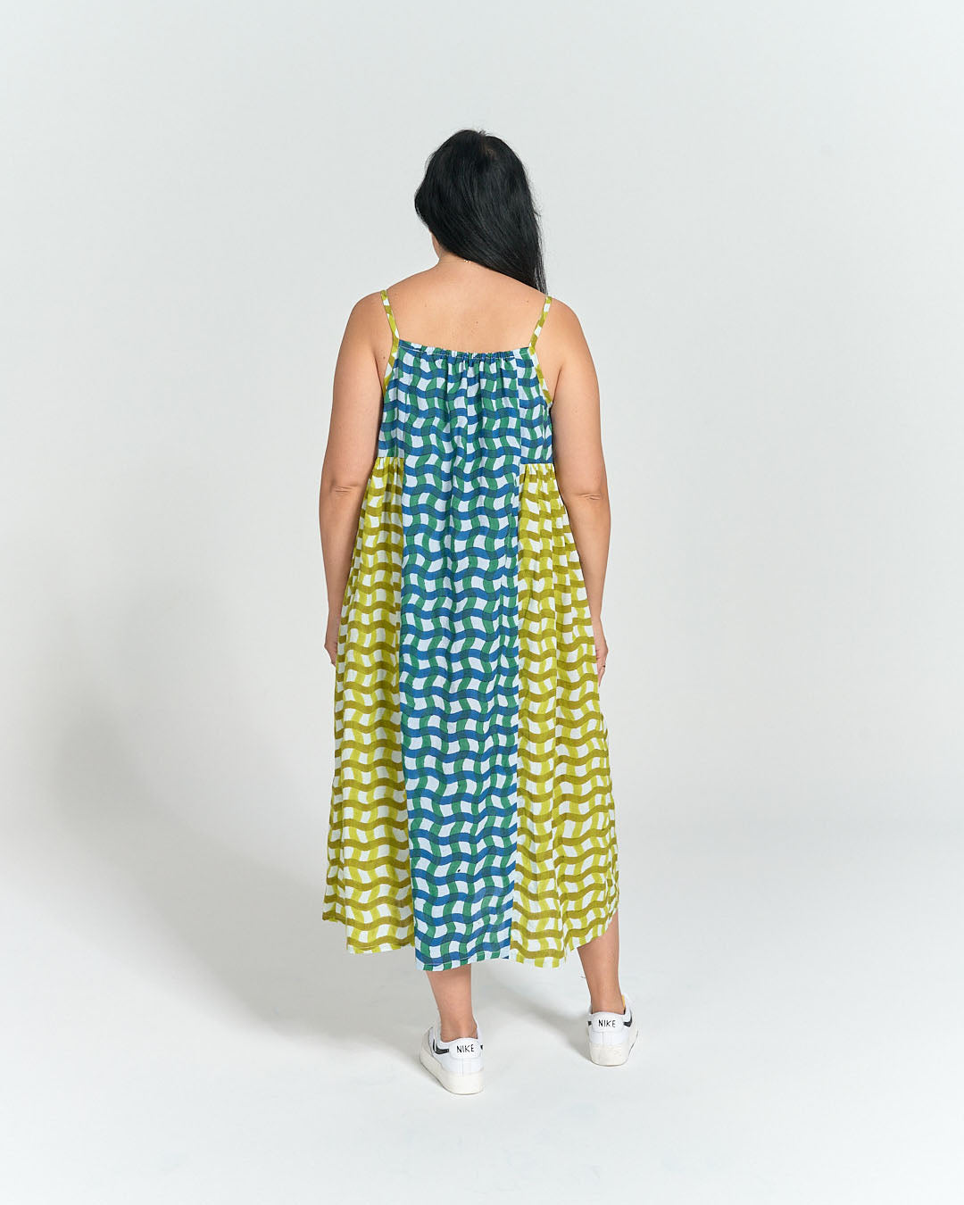 Back view of Schoolhouse Sundress with elastic channel neckline and relaxed fit